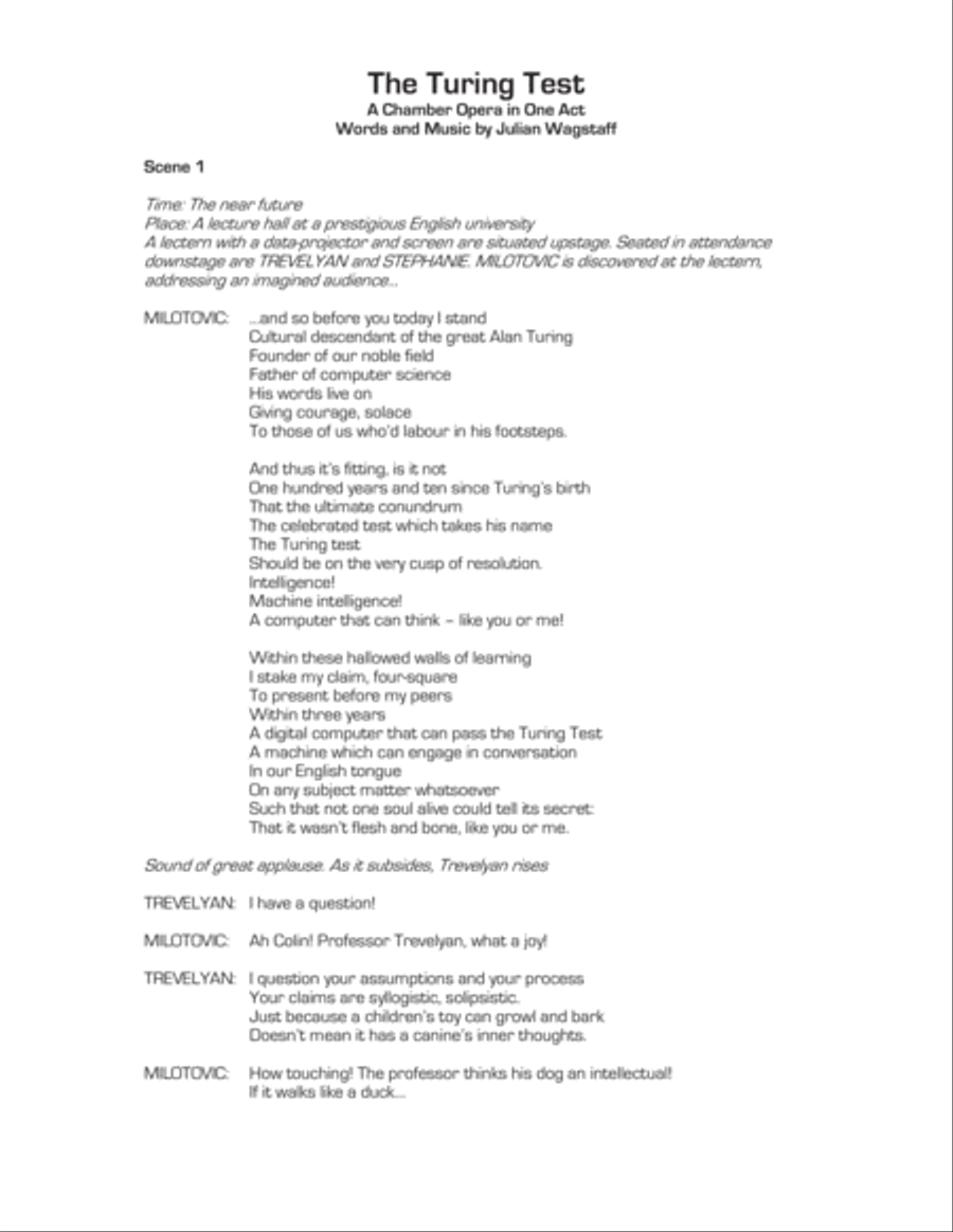 The Turing Test - a chamber opera in one act (libretto and full orchestral score) Chamber Orchestra scores gallery preview page 5