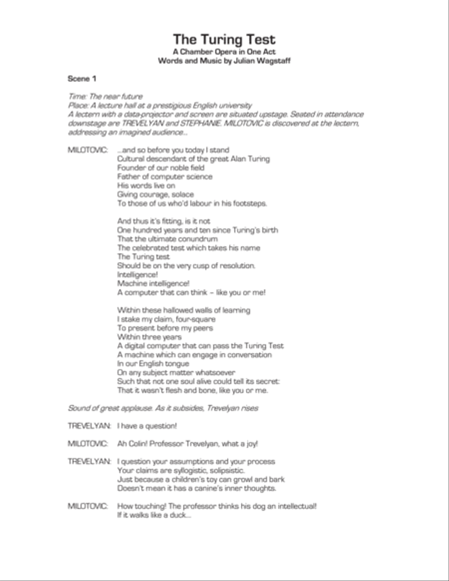 The Turing Test - a chamber opera in one act (libretto and full orchestral score) image number null