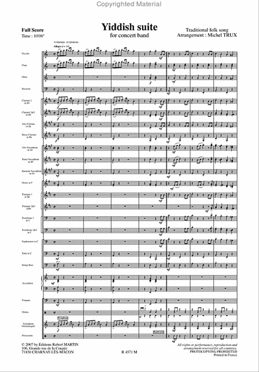 Yiddish Suite Accordeon Ad Lib. Concert Band scores gallery preview page 2