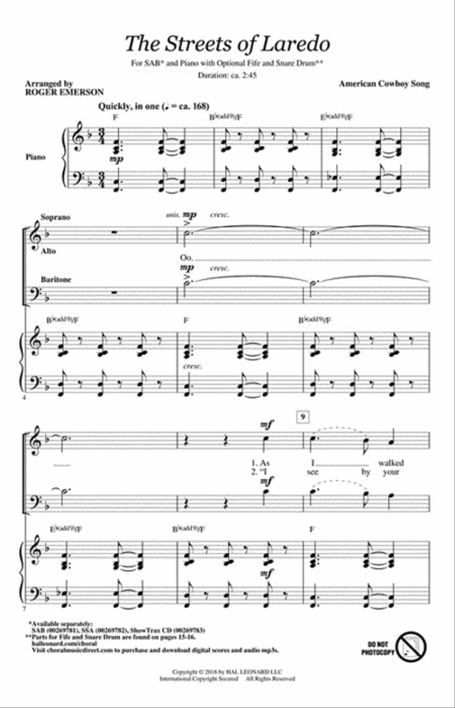 The Streets of Laredo 3-Part scores gallery preview page 2