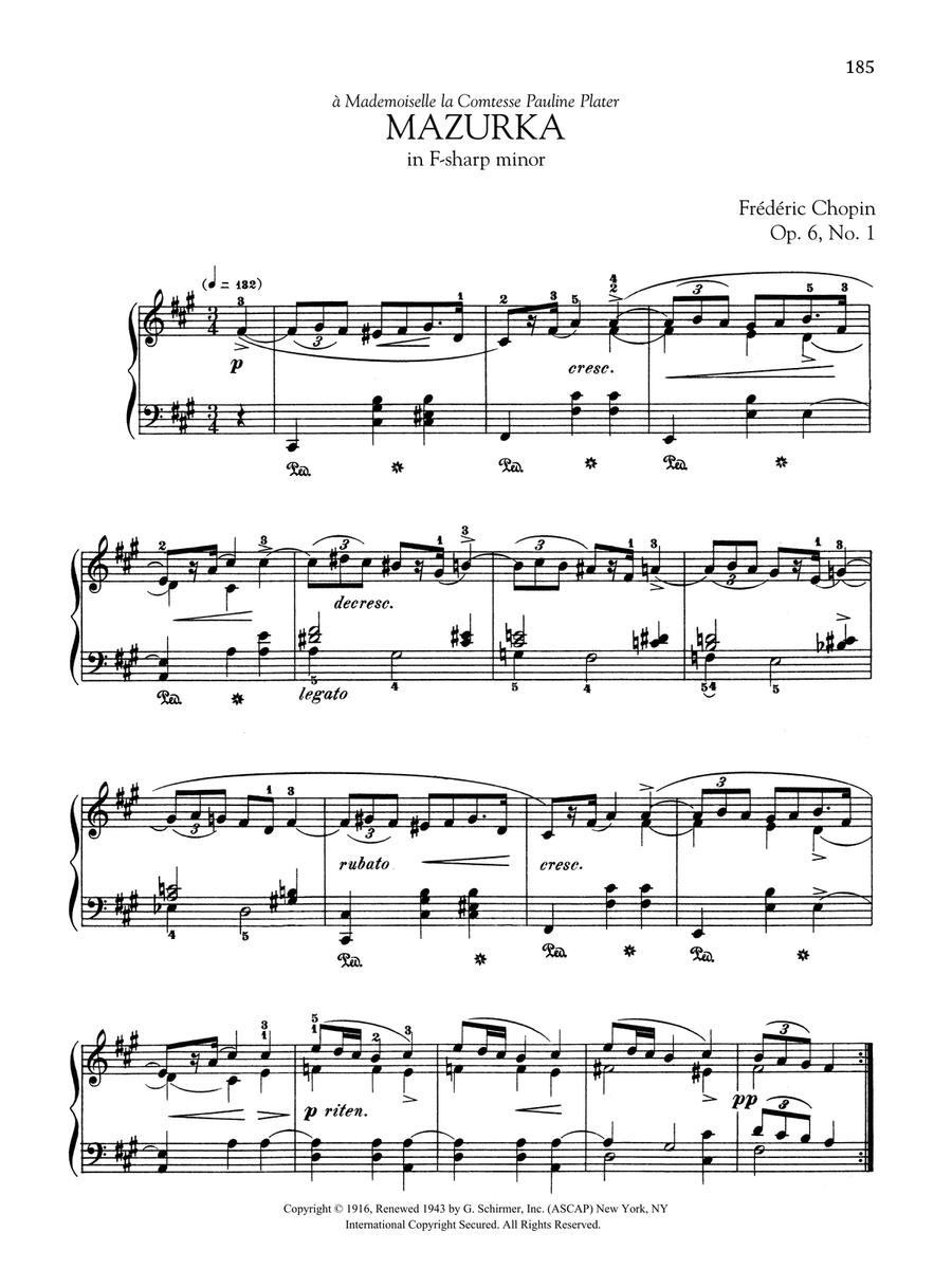 Mazurka in F-sharp minor, Op. 6, No. 1 Piano Solo scores gallery preview page 1