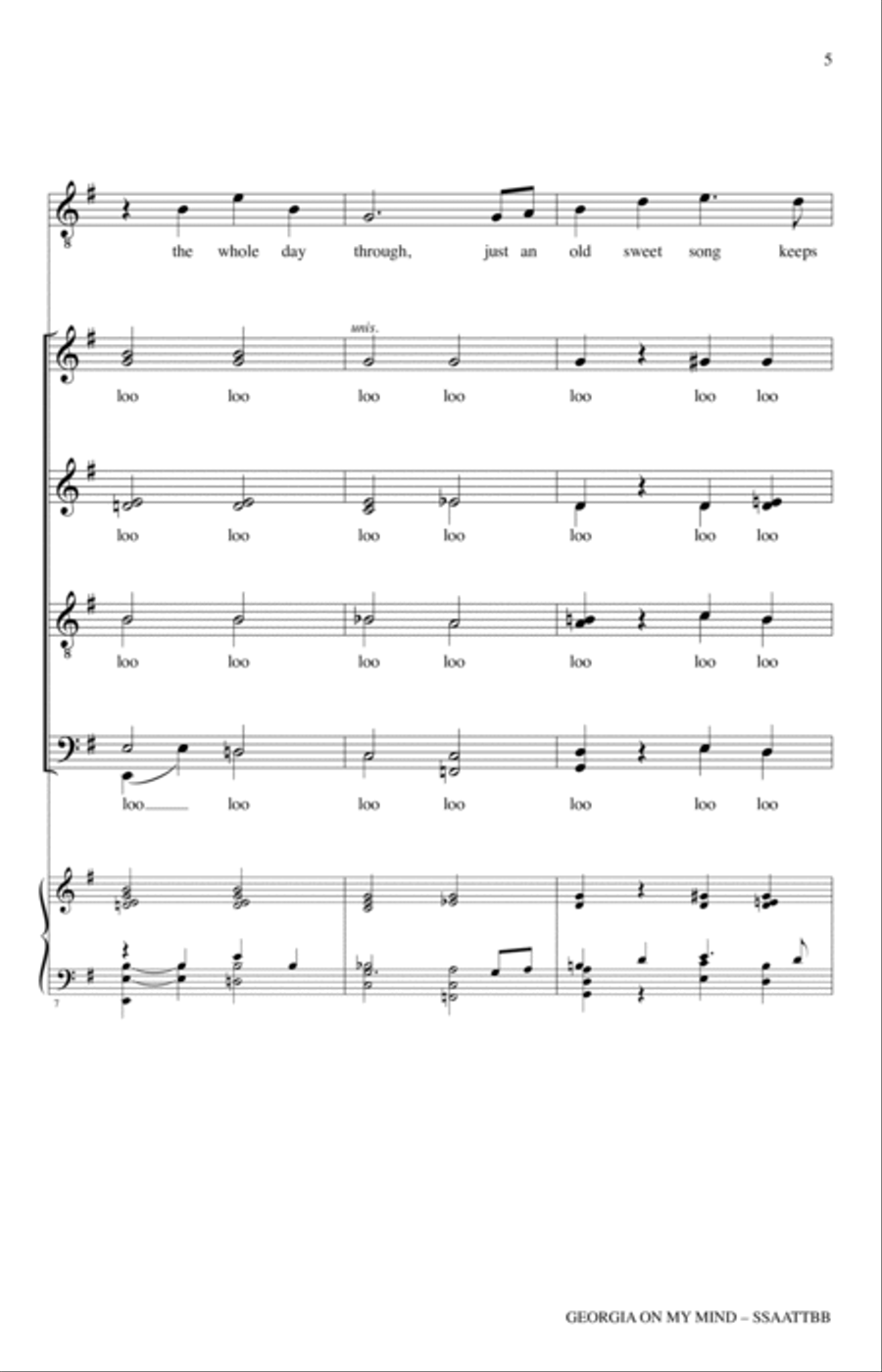 Georgia On My Mind (arr. Tripp Carter) SSAATTBB scores gallery preview page 3