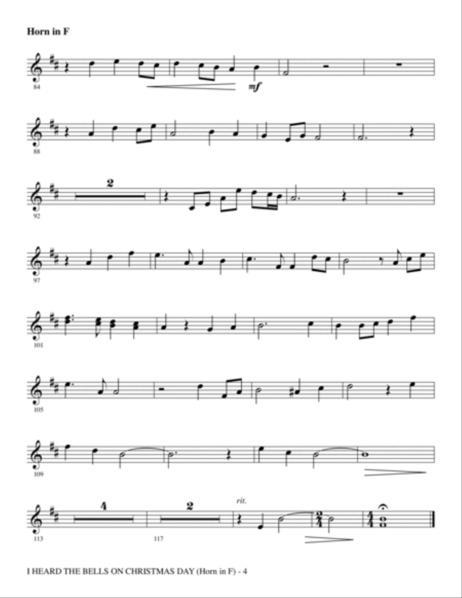 I Heard The Bells On Christmas Day (Celebrating Peace On Earth) - Horn in F Choir scores gallery preview page 4