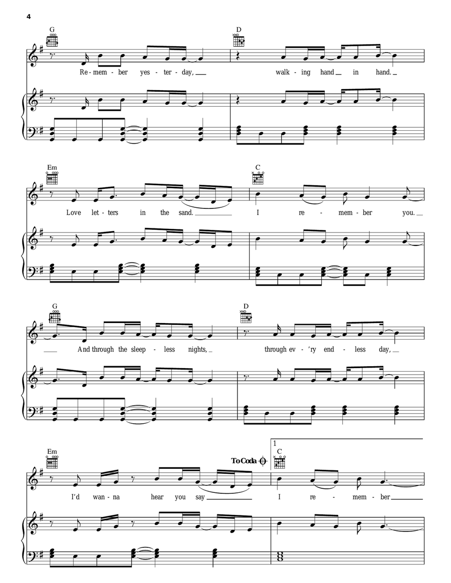 I Remember You Piano, Vocal, Guitar scores gallery preview page 4