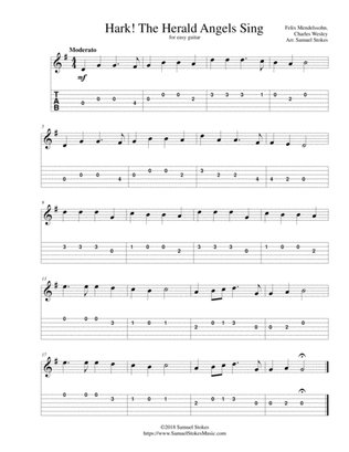 Hark! The Herald Angels Sing - for easy guitar with TAB
