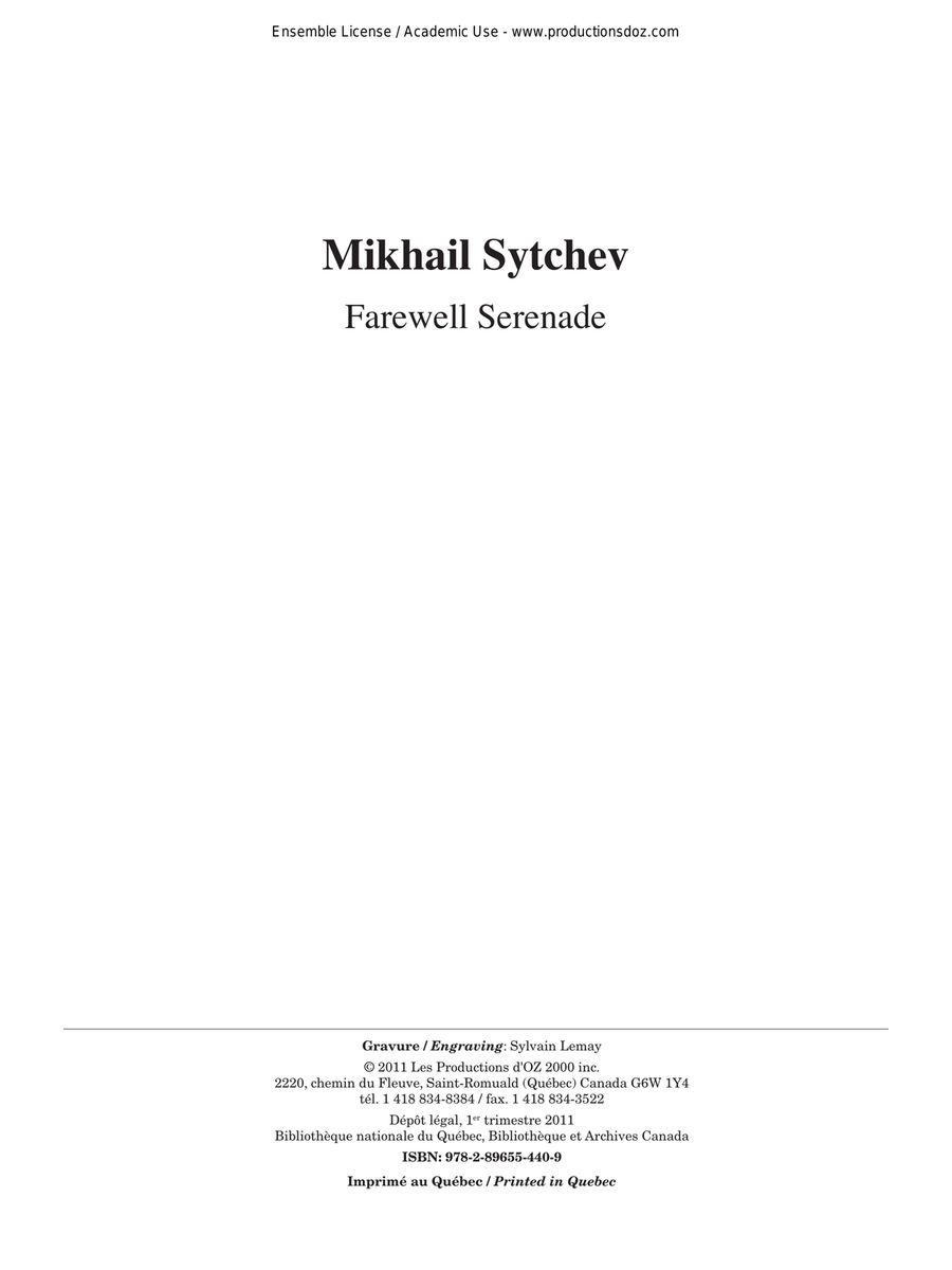 Farewell Serenade Classical Guitar scores gallery preview page 1