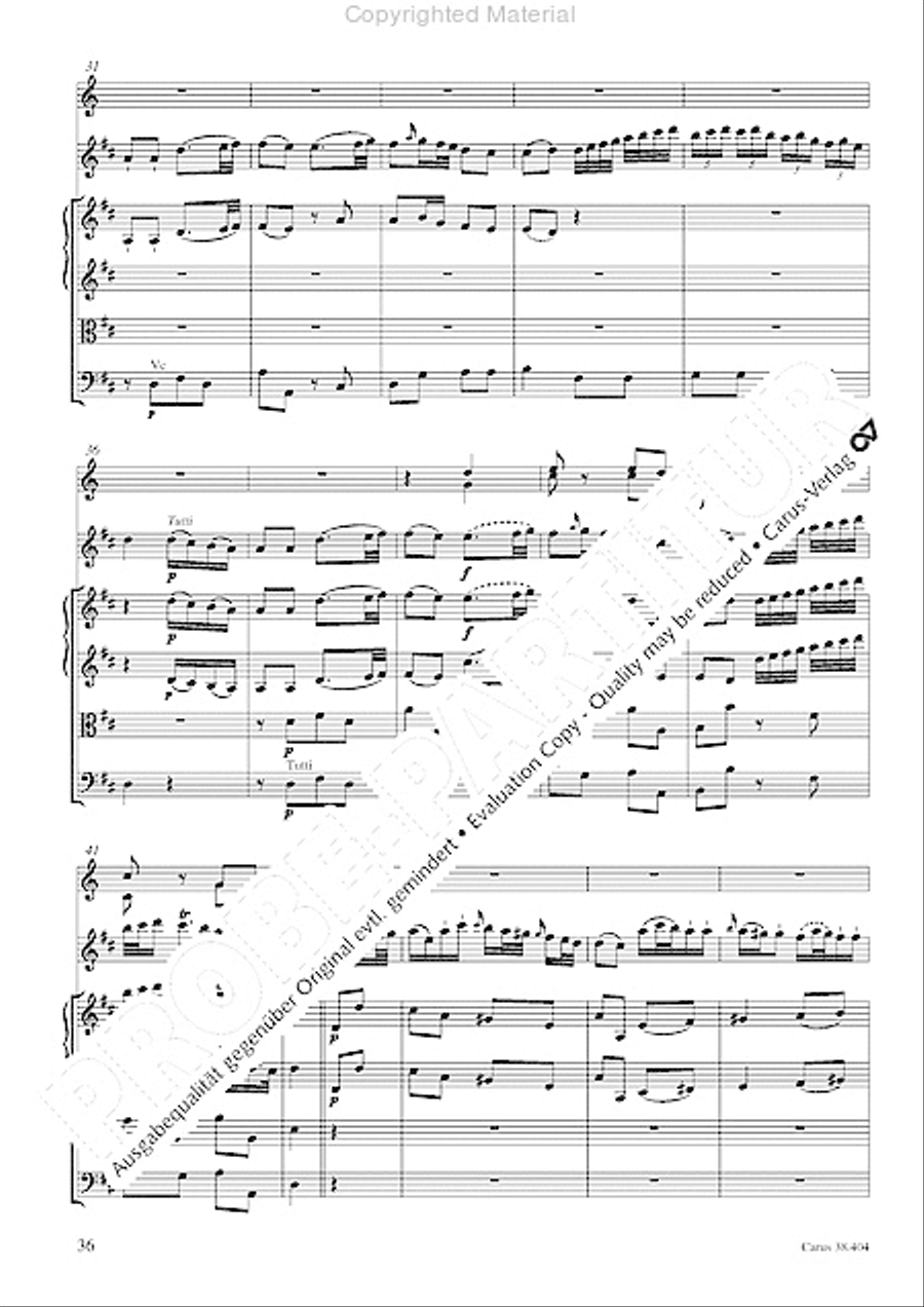 Concerto for Flute in D major (Concerto per il Flauto traverso in D / Flotenkonzert in D) Flute Solo scores gallery preview page 38