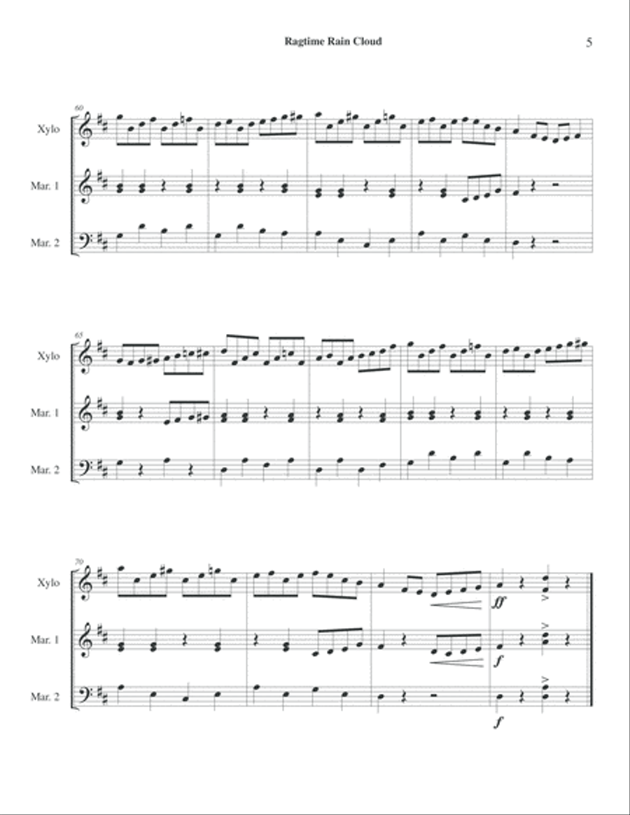 Ragtime Rain Cloud - Xylophone Solo with Marimba Duo Accompaniment image number null