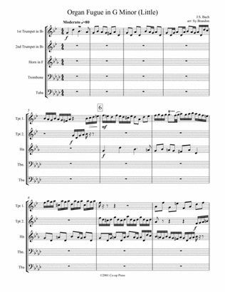 Organ Fugue in G Minor (Little) for Brass Quintet