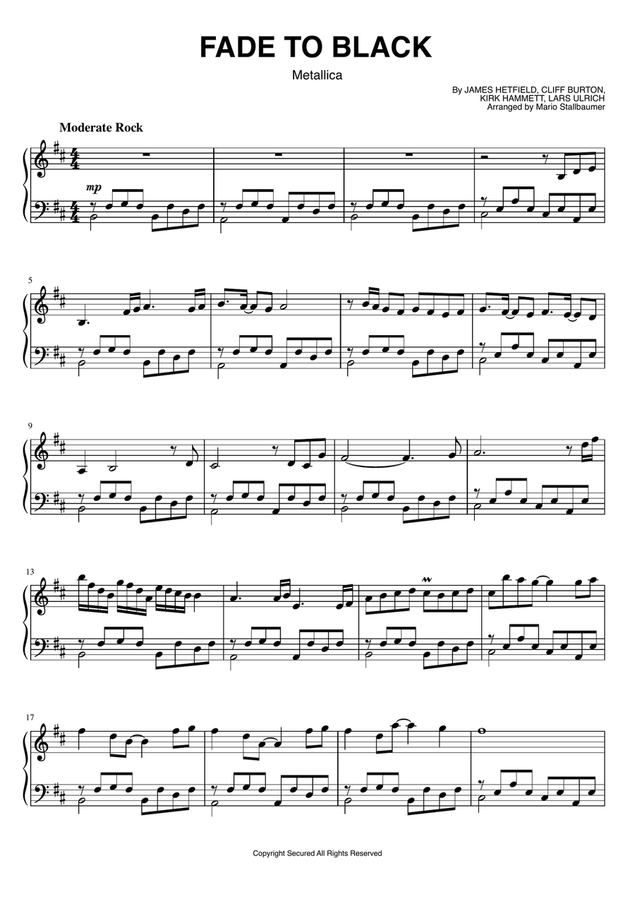 Fade To Black Voice scores gallery preview page 1