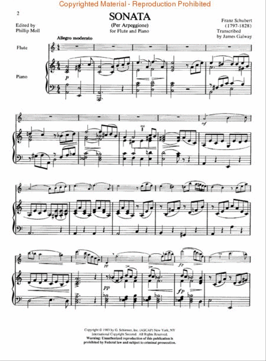 Sonata per Arpeggione Flute Solo scores gallery preview page 3