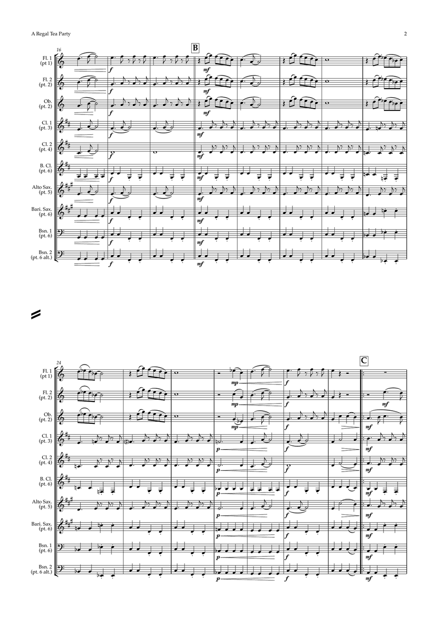 A Regal Tea Party (school/training ensemble) Woodwind Ensemble scores gallery preview page 2