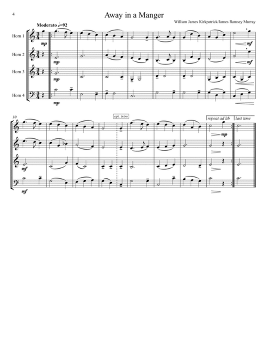 Twenty Christmas Carols for French Horn Quartet image number null