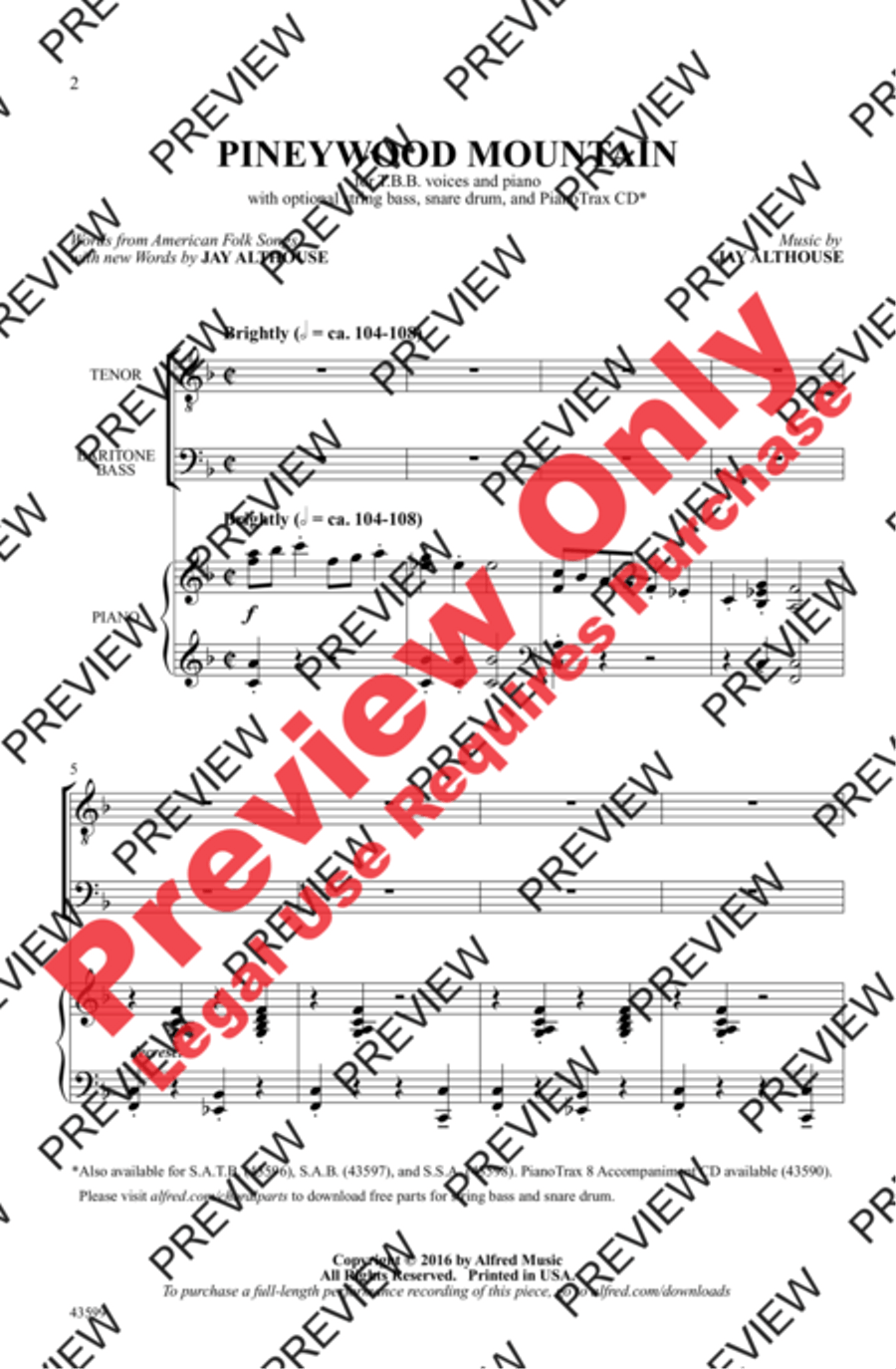 Pineywood Mountain Pineywood Mountain Men's Choir scores gallery preview page 2