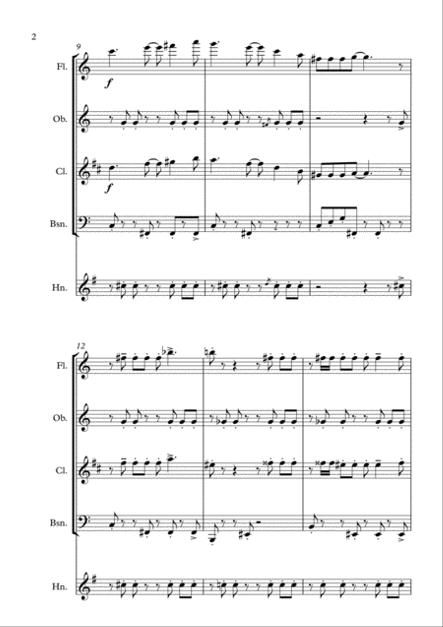 Theme From The Simpsons Woodwind Quintet scores gallery preview page 2