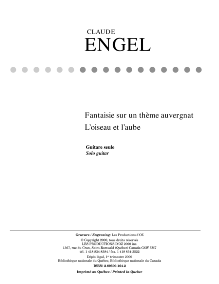 Fantaisie sur un thème auvergnat, L'oiseau et l'aube Classical Guitar scores gallery preview page 1