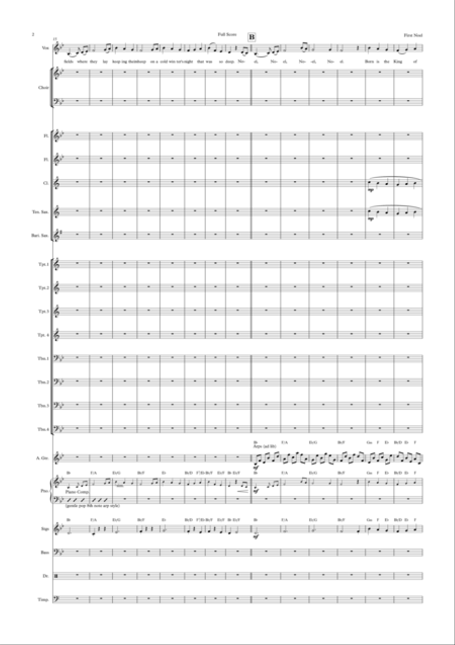 The First Noel Female Vocal, Choir and Big Band. Key of Bb Choir scores gallery preview page 2