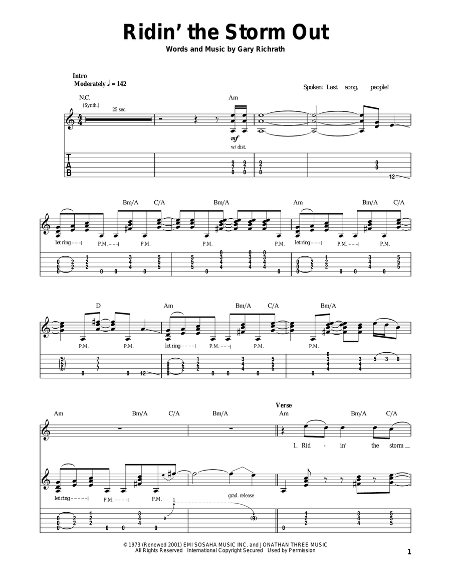 Ridin' The Storm Out Ridin' The Storm Out Acoustic Guitar scores gallery preview page 1