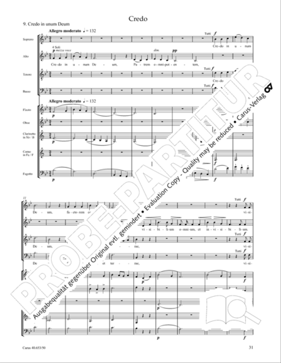 Mass in D Major (Missa in D) 4-Part scores gallery preview page 32