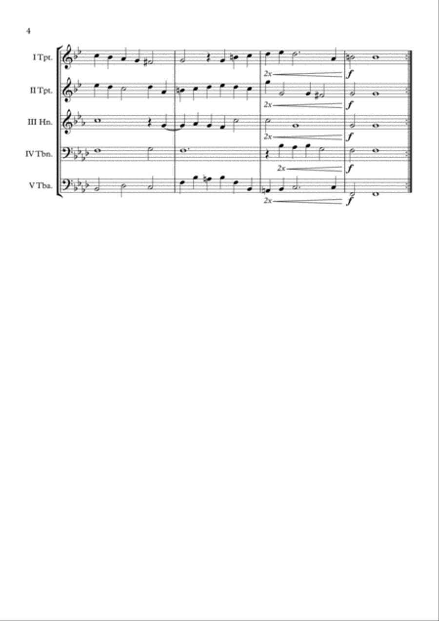 Galliard 1b. (Jacob Praetorius) Brass Quintet arr. Adrian Wagner Brass Quintet scores gallery preview page 4