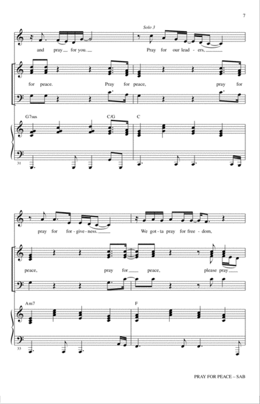 Pray For Peace 3-Part scores gallery preview page 6