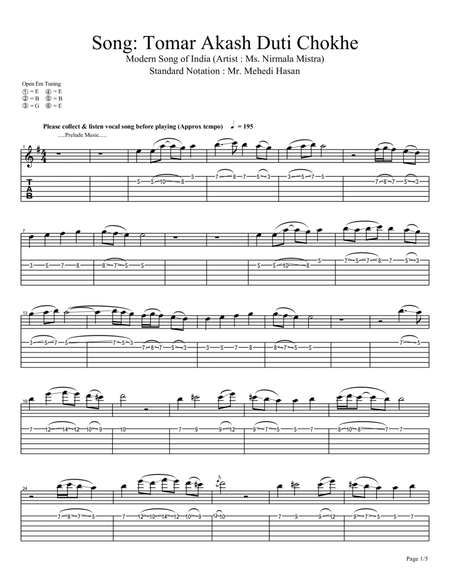 Modern Song of India (Standard Notation)