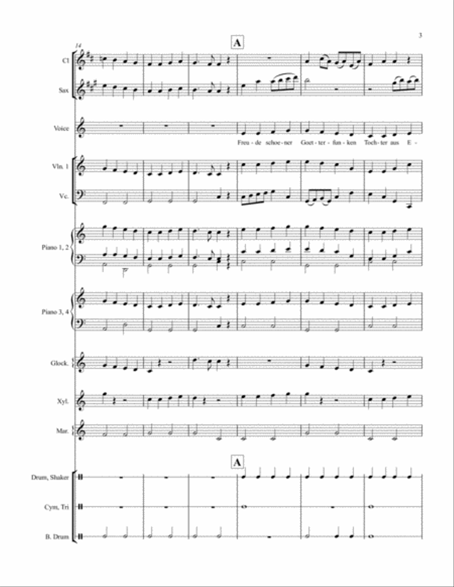 Beethoven: Ode to Joy from Symphony #9 Unison Choir scores gallery preview page 4