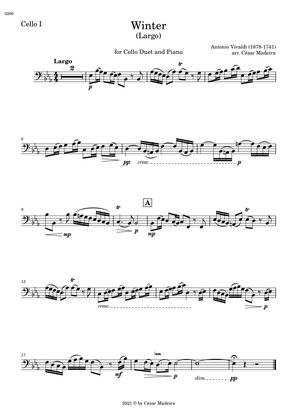 Winter by Vivaldi - Cello Duet and Piano - II. Largo (Individual Parts)