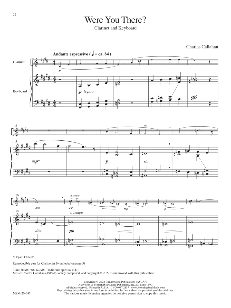 Were You There? Clarinet scores gallery preview page 1