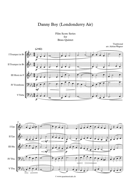 Brassed Off "Danny Boy (Londonderry Air)" Brass Quintet arr. Adrian Wagner image number null