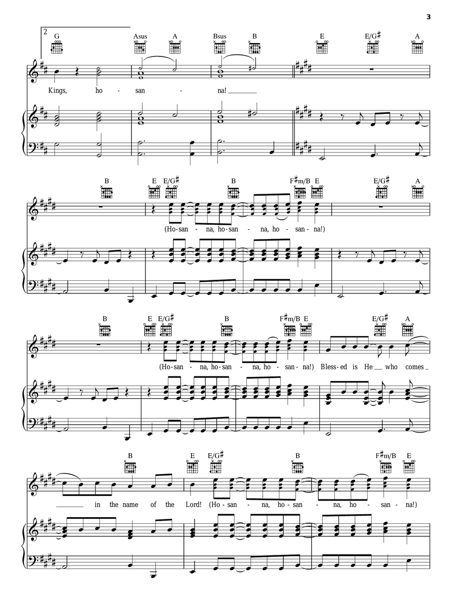 Hosanna Piano, Vocal, Guitar scores gallery preview page 3