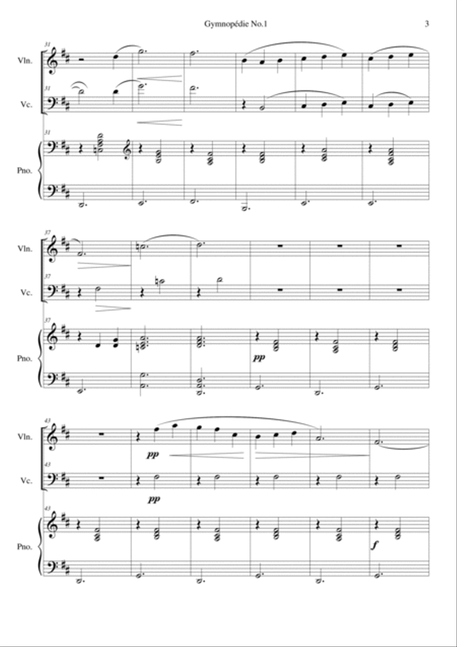 Gymnopedie No.1 Piano Trio scores gallery preview page 3