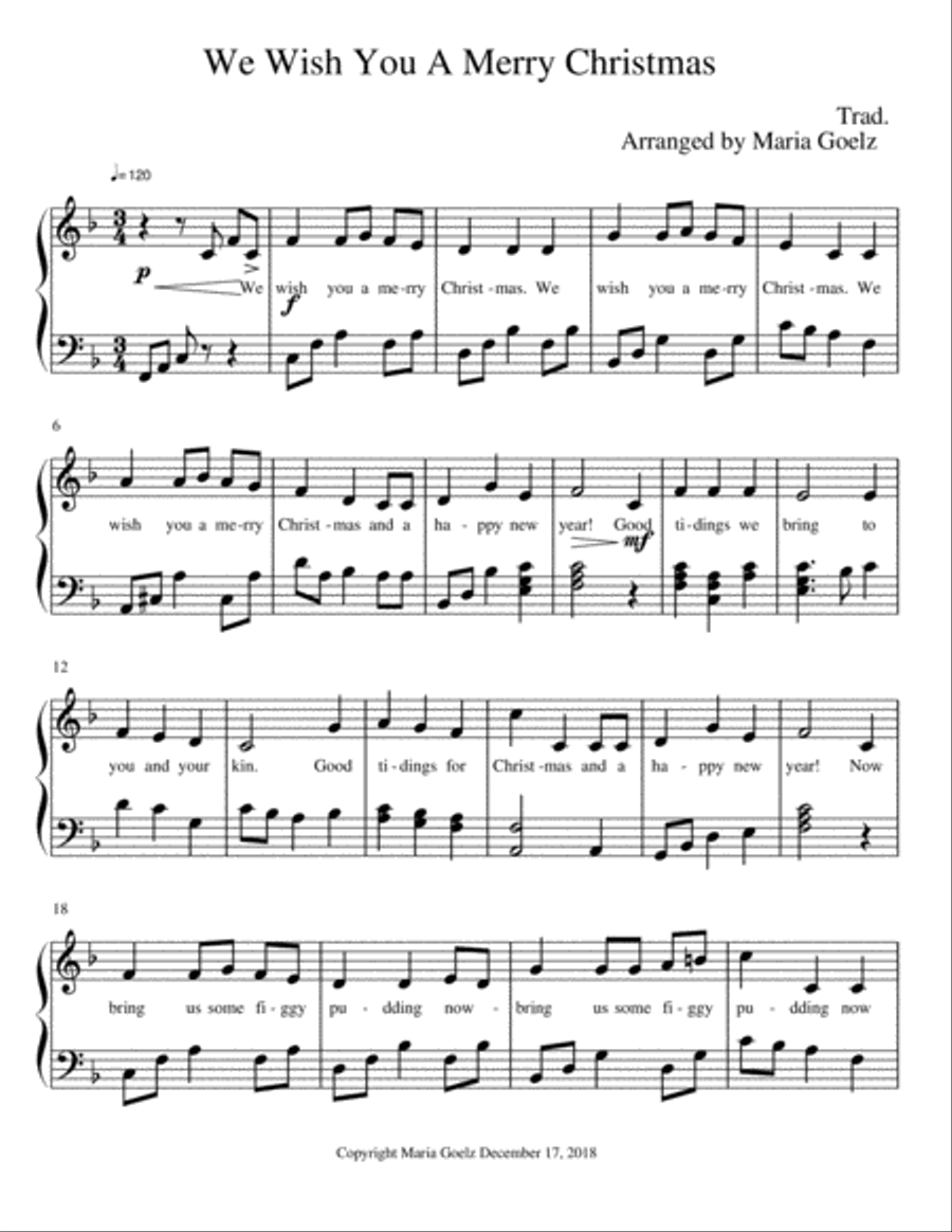 We Wish You A Merry Christmas Voice scores gallery preview page 1