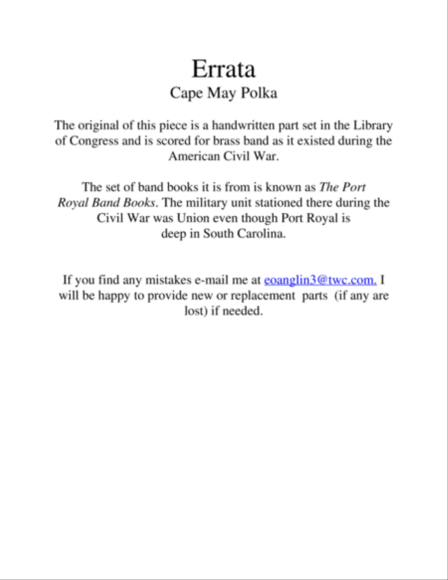 Cape May Polka - Brass Sextet from the Civil War Brass Ensemble scores gallery preview page 2