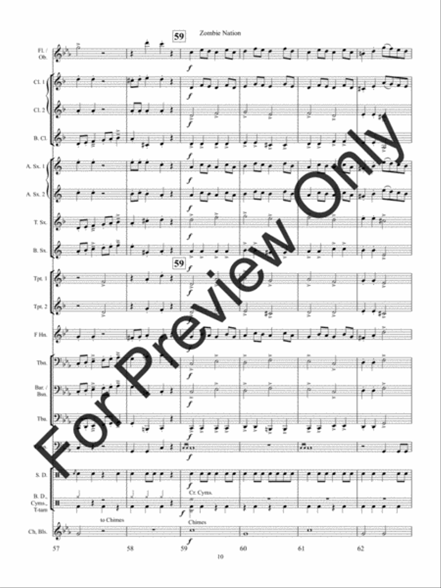 Zombie Nation Concert Band scores gallery preview page 14