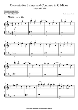Concerto for Strings and Continuo in G Minor (EASY PIANO) I. Allegro (RV 156) [Antonio Vivaldi]