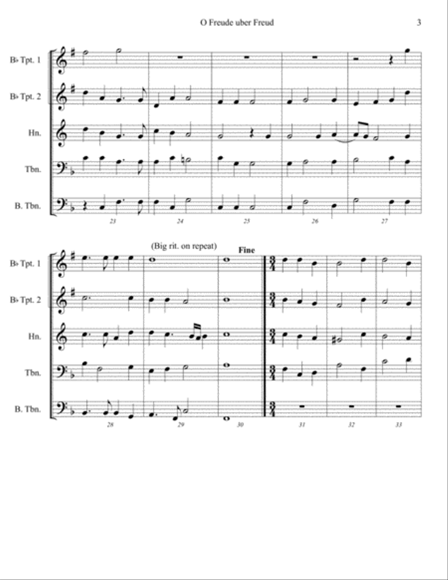 O Freude uber Freud O Freude uber Freud Brass Ensemble scores gallery preview page 3