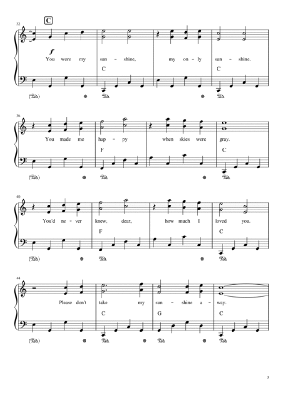 You Are My Sunshine Easy Piano scores gallery preview page 3