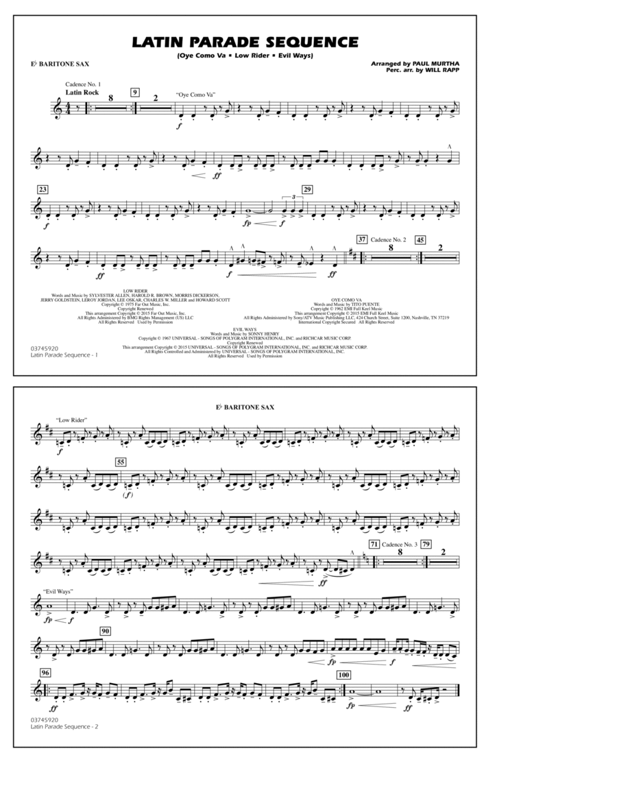Latin Parade Sequence - Eb Baritone Sax