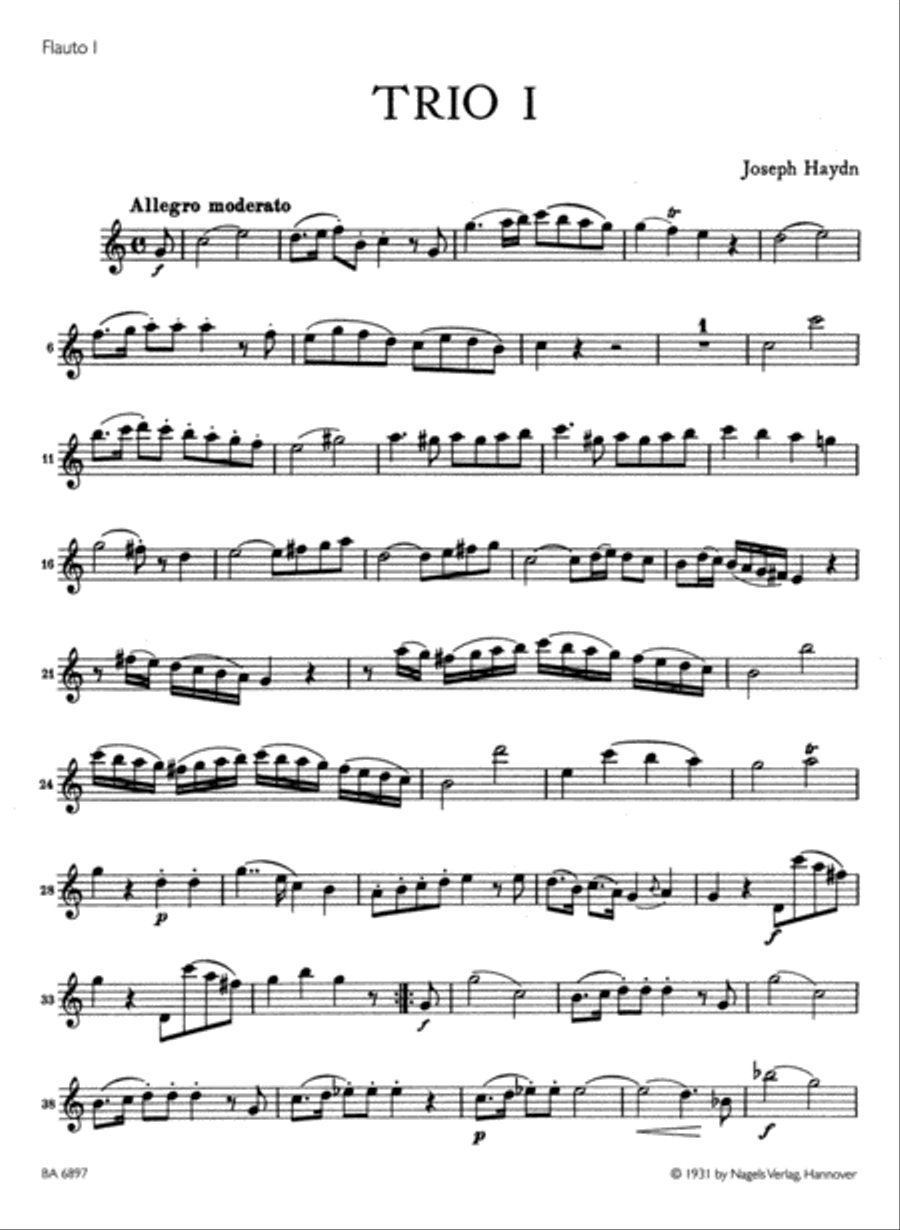 Les Trios londoniens for two Flutes and Violoncello Hob. IV: 1-4 Flute scores gallery preview page 2