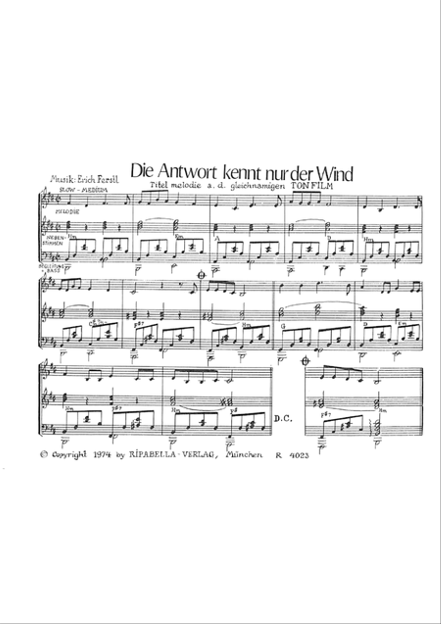 Die Antwort kennt nur der Wind Piano Solo scores gallery preview page 3
