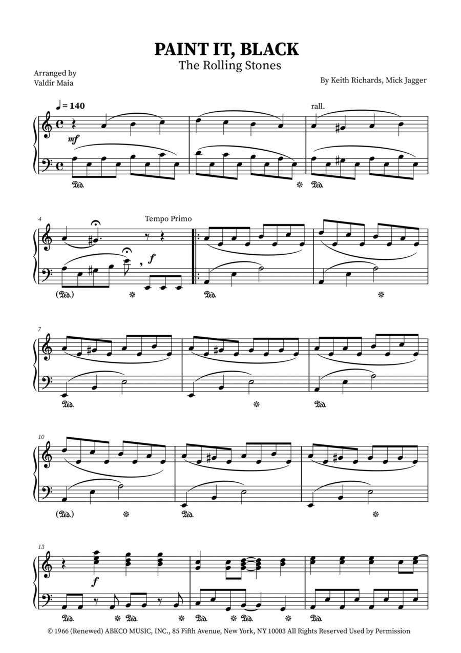 Paint It, Black Piano Solo scores gallery preview page 1