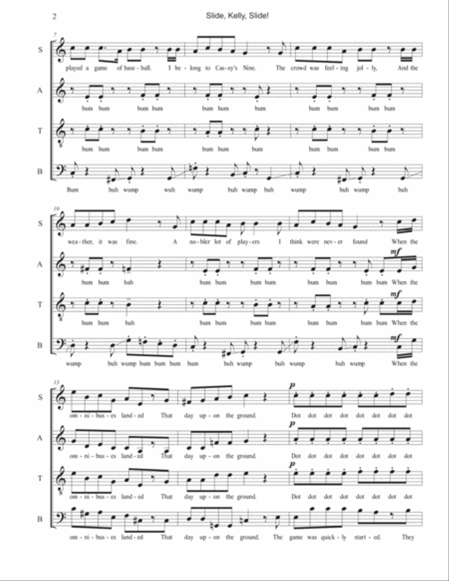 Baseball Songs: 3. Slide, Kelly, Slide 4-Part scores gallery preview page 2