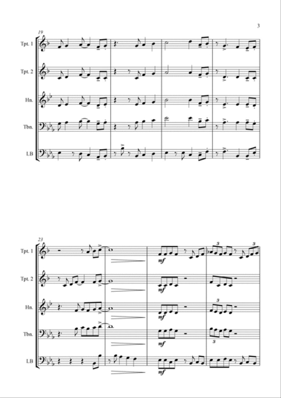 Here We Come A-Wassailing - Jazz Carol for Brass Quartet Brass Quartet scores gallery preview page 5