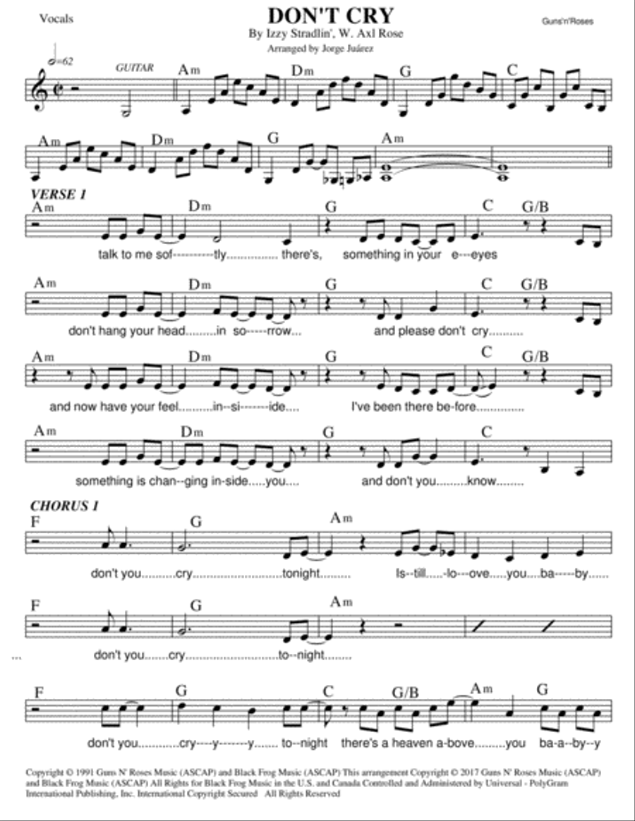 Don't Cry Voice Solo scores gallery preview page 1