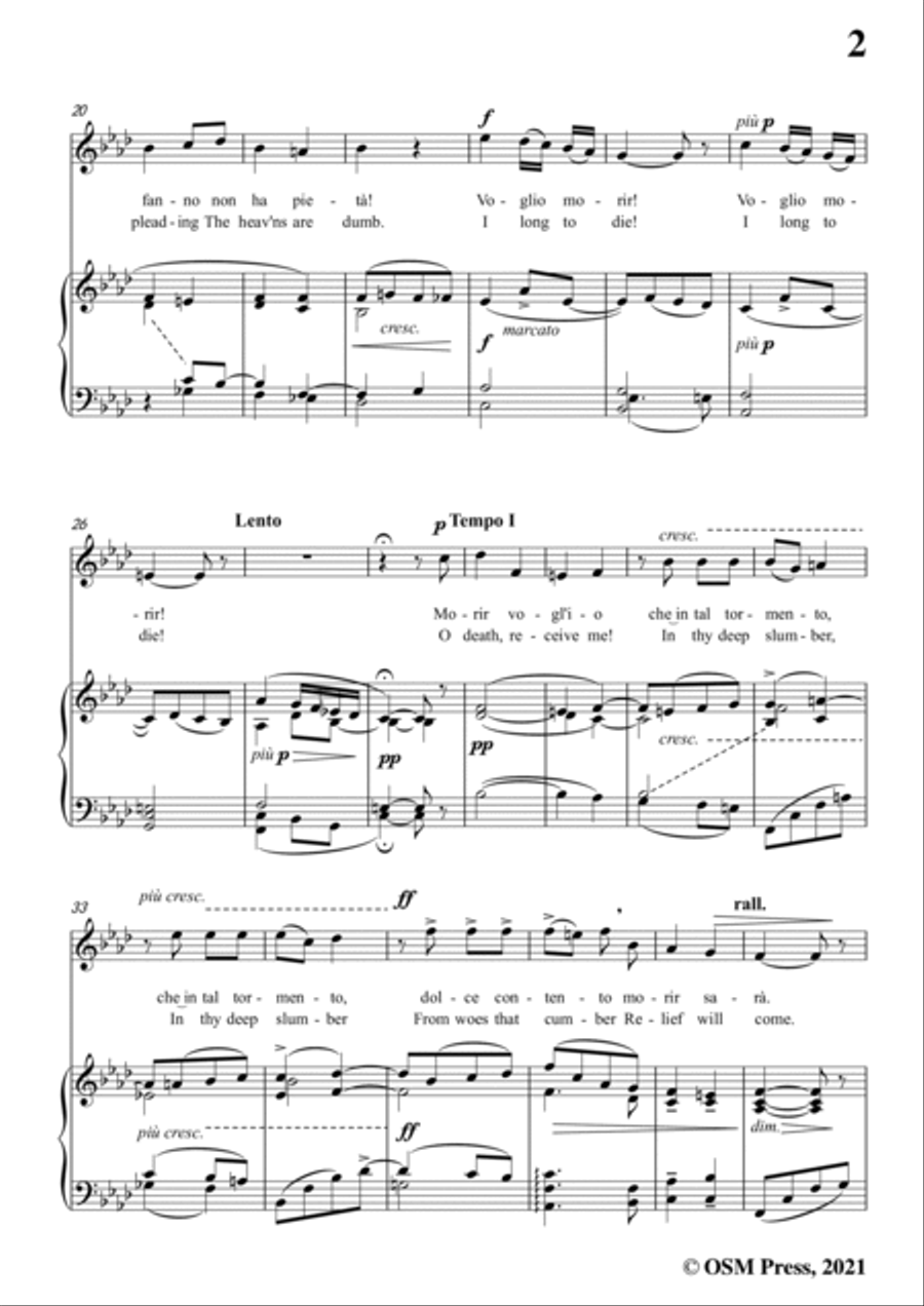 Astorga-Morir voglio,in A flat Major,for Voice and Piano Voice Solo scores gallery preview page 3