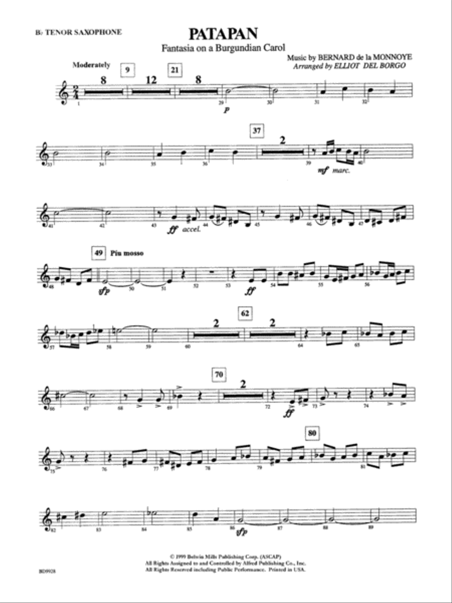Patapan: B-flat Tenor Saxophone Concert Band scores gallery preview page 1