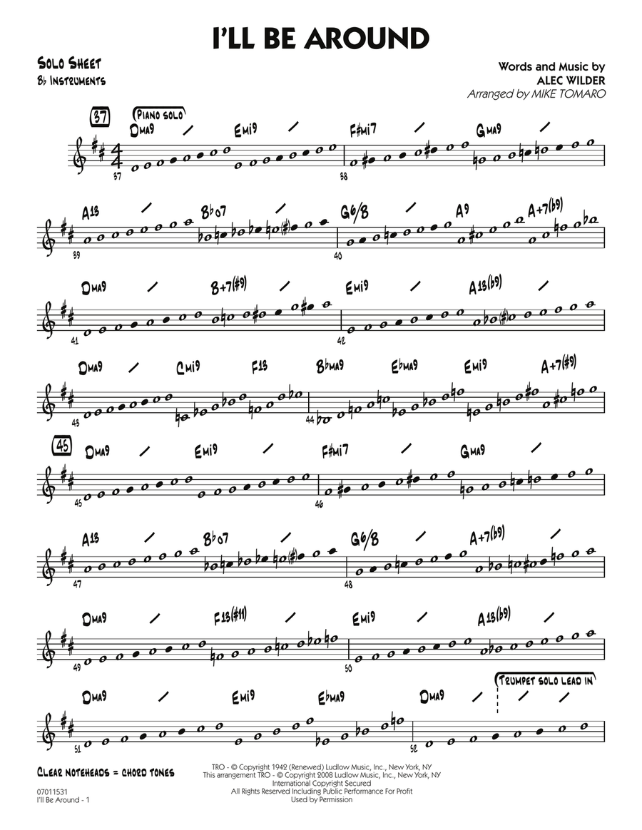 I'll Be Around - Bb Solo Sheet Jazz Ensemble scores gallery preview page 1
