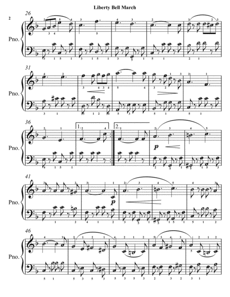 Liberty Bell March Easy Piano Sheet Music