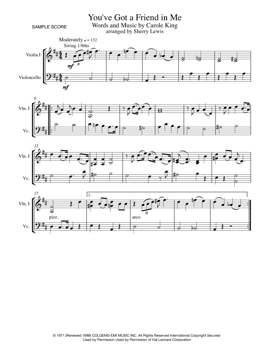 You've Got A Friend String Duet scores gallery preview page 1
